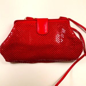 Whiting and Davis red metal mesh bag